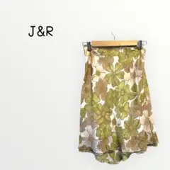 【J&R】ひざ丈フレアスカート　花柄　総柄　シフォン