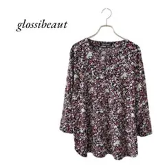 glossibeaut 花柄 七分袖 ブラウス/とろみ(LL)