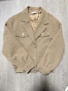 【新品未使用】星モチーフ付き シワ加工デザインジャケット ベージュ系