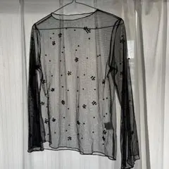シアートップス　シースルー　黒　レイヤードのサムネイル