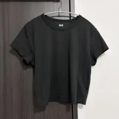 UNIQLO ブラック エアリズムソフトクロップドT