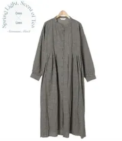 5/4まで！サマンサモスモス Cross×Linen タックワンピース サイズS