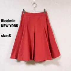Riccimie NEW YORK タック フレア スカート レッド S 美品のサムネイル