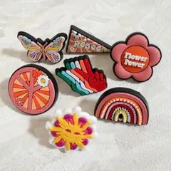 ジビッツ 7個セット クロックス ヒッピー フラワー ラブ ピース レインボー