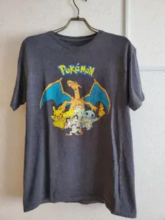 【ポケモン】 Tシャツ グレー 半袖 古着 ピカチュウ