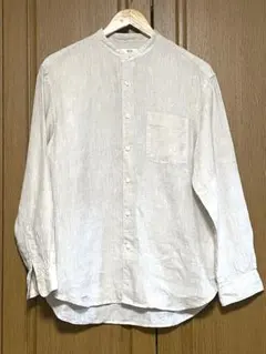UNIQLO ユニクロ プレミアムリネンスタンドカラーシャツ ベージュメンズS
