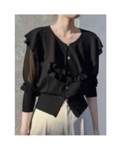 【SHEIN】フリルシアーニットカーディガン