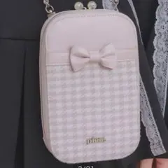 pium ピウム フロントリボン千鳥柄フォンホルダースマホショルダー