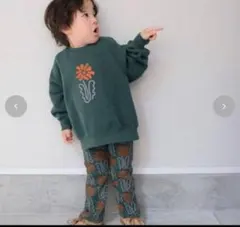 midmile むくぞー　しまむら　花柄トレーナー　ズボン　グリーン　緑　90