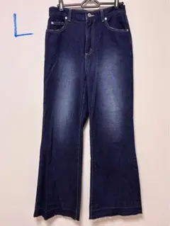 フレアデニム　ダークネイビー　L