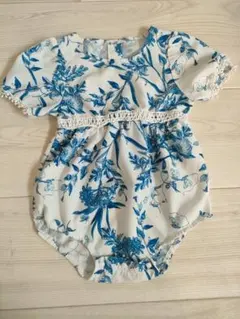 花柄 ボタニカル柄 ロンパース ベビー服　80size程度のサムネイル