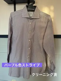 T.M. Lewin メンズ　ストライプシャツ パープル　クリーニング済み