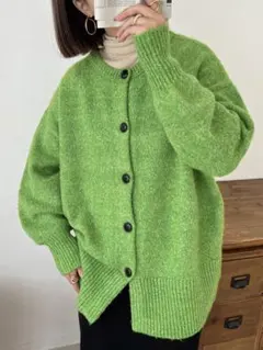 Discoat ニット カーディガン クルーネック セーター F ライトグリーン