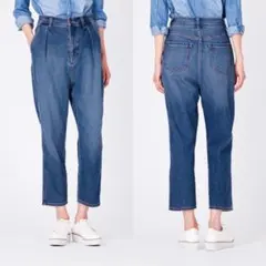 ジーユー マムデニムパンツ L ハイウエスト ゆったり ブルー クロップド丈