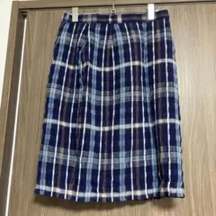 ネイビー青系チェック スカート　春夏