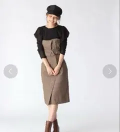 スカート ミモレ丈 ツィード【ミスティーウンマン】 ブラウン グレンチェック М