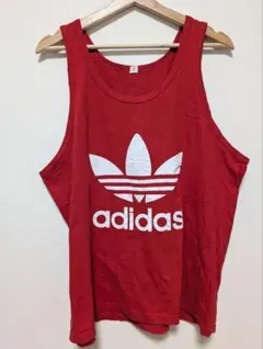 adidas ビッグロゴ タンクトップ 赤 レッド XL相当 ノースリーブのサムネイル