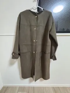 ZARA ロングコート カーキ スエード調