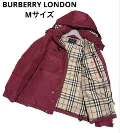 バーバリーブラックレーベル　ダウンジャケット　えんじ色　ノバチェック　Mサイズ