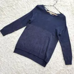 grove ニットプルオーバー　バイカラー　バックレースアップ　ラメ　ネイビー