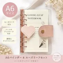 A6バインダー 手帳 クリア ノート メモ ルーズリーフ リフィル 管理 ピンク