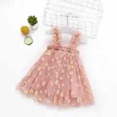 花柄 チュールワンピース 90cm ピンク フリル キッズドレス 誕生日