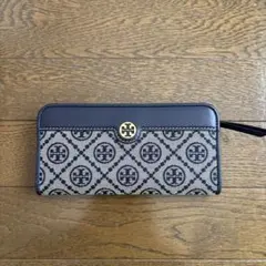 Tory Burch トリーバーチ 二つ折り財布 ベージュ/ネイビー