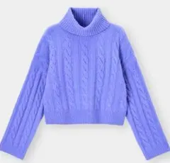 GU☆ジーユー: パープルパフィータッチクロップドタートルネックセーターS
