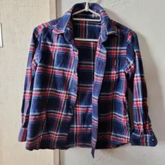 チェック柄長袖シャツ（ネイビー・レッド）ユニクロ130cm