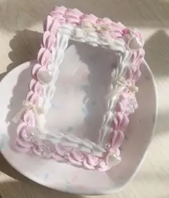 トレカケース ホイップ デコ　ピンク バレエコア リボン ハート 花