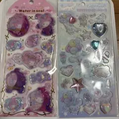 マイメロディウォーターシール、シナモンロール　キラキララインストーンシール