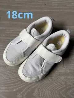 アシックス　上履き　ホワイト スクールシューズ メッシュ　18cm