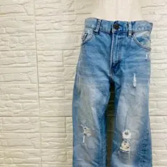 NAVY ネイビー デニム ジーンズ ダメージ【F3-8767】のサムネイル