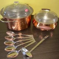 新品未使用】丸山技研 銅製鍋セット DUETTO 深鍋 片手鍋 お玉 燕三条