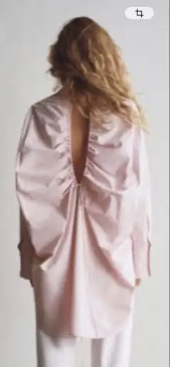 ZARA オーバーサイズ　背中開き襟付きシャツ　ピンク