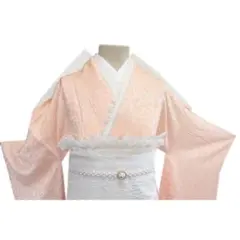 人気色無地！肌色薄オレンジコーラルピンク振袖8点セットフルセットくすみCP19