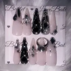 ネイルチップ 韓国 ワンホン ギャル ロング 冬 ガーリー スナ系 サブカル