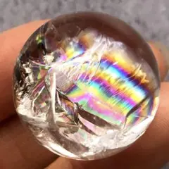 【虹特大！一点もの！幸運水晶】天然石　アイリスクォーツ　水晶　丸玉35