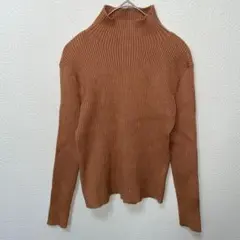 グレイル　リブ編み　ネックセーター　長袖　ブラウン　カジュアル　シンプル　M