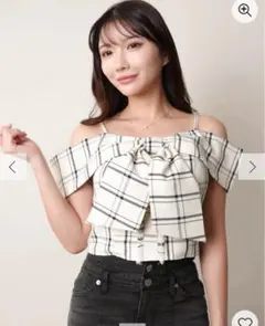 新品未使用　LIPSERVICE　ツイードリボンオフショルトップス