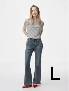 GU　スリムフレアジーンズ　ブルー　L