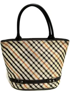 美品 ダックス DAKS チェック柄トートバッグ バケツ型 マチ広バッグ