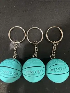 バスケットボールキーホルダー 2個セット プチ袋付き ブルー Tiffany
