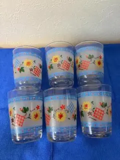 KAMAY 新品未使用品　カメイグラス花柄タンブラーコップ６個セット昭和レトロのサムネイル