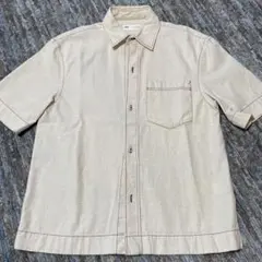 ZARA コントラストステッチ 半袖シャツ 生成り Sサイズ　メンズのサムネイル