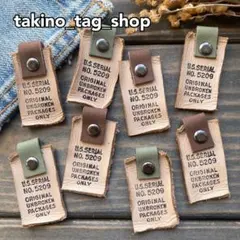 男前デザイン　革タグ　チャーム　キャメル　ビンテージ　デニムリメイク　パーツ