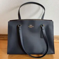 COACH ビジネスバッグ ネイビー レザー 取り外し可能ストラップ