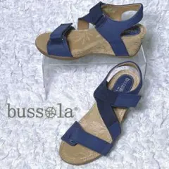 【美品】bussola ブソラ ウェッジヒール ベルクロサンダル ネイビーのサムネイル