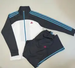 adidas ジャージ上下セット ホワイト/ダークグレー/ブルー