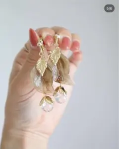リーフデザインピアス ブライダルアクセサリーにも！